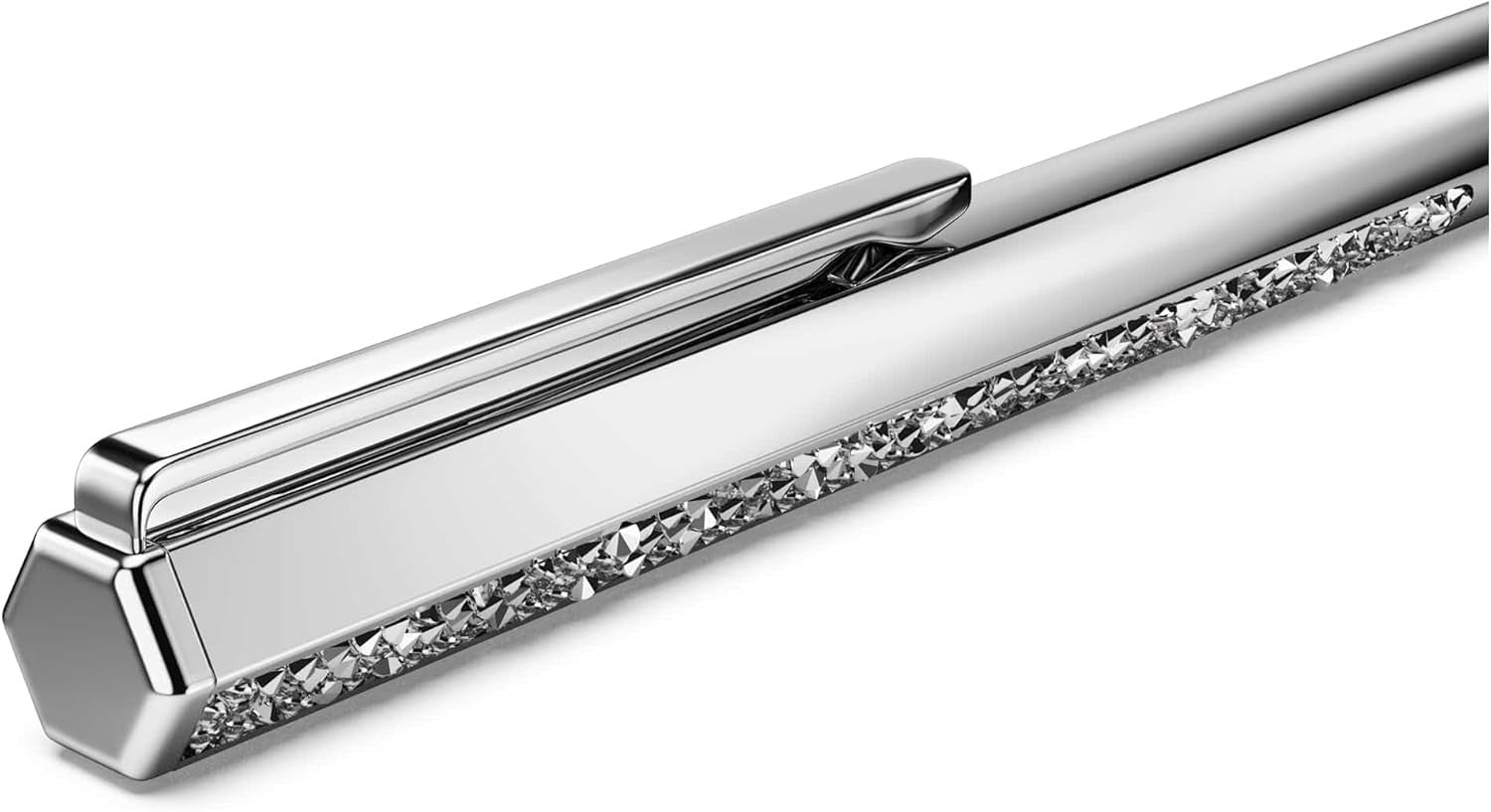 Silver Crystal Ballpoint Pen Extra Fine Black Ink Hex Head Gift