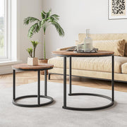 Space Saving Coffee Table Set 2 Brown Nesting Side End Tables Storage