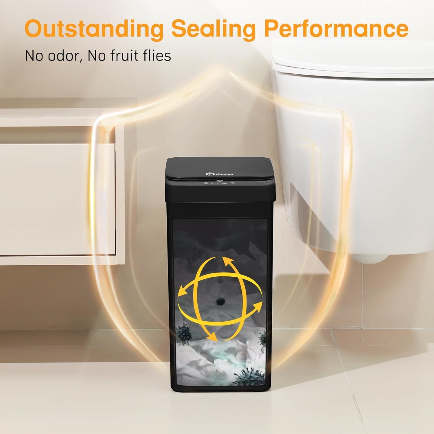 2.6 Gallon Touchless Motion Sensor Trash Can Black Small Bin