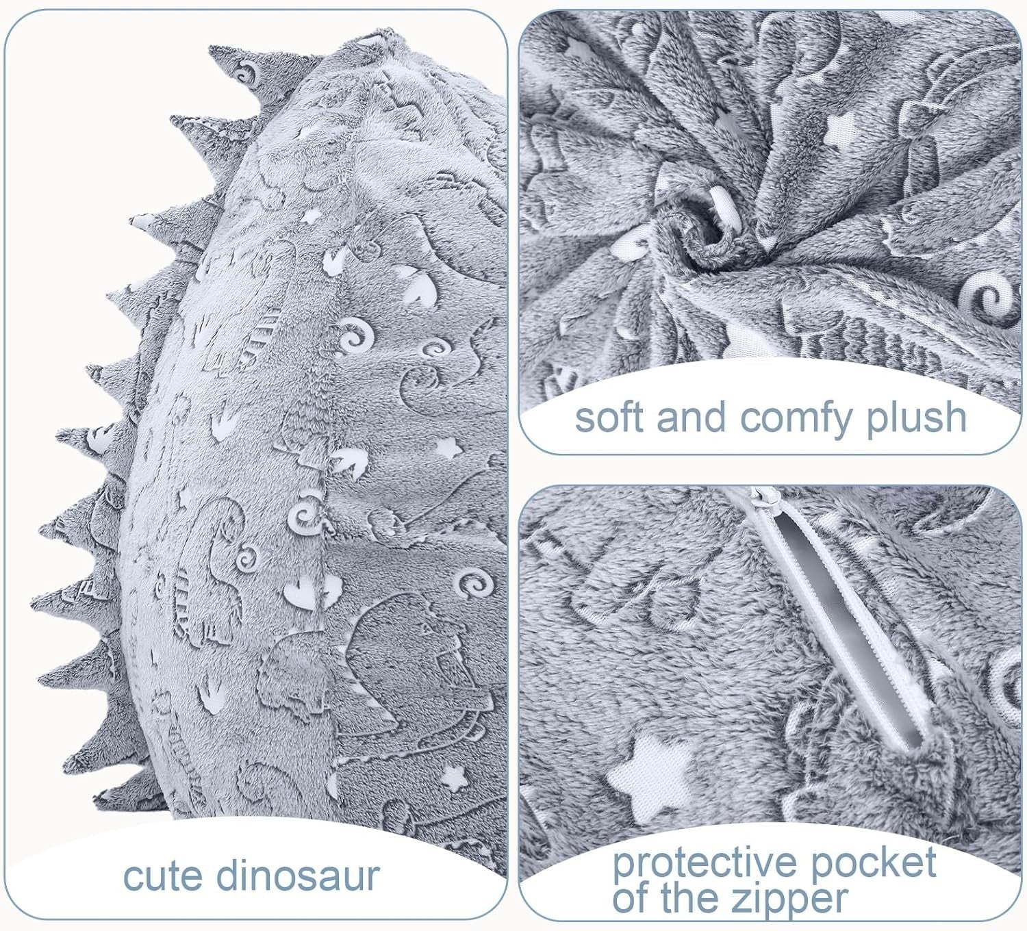 Large Grey Dinosaur Kids Bean Bag Chair with Removable Washable Cover