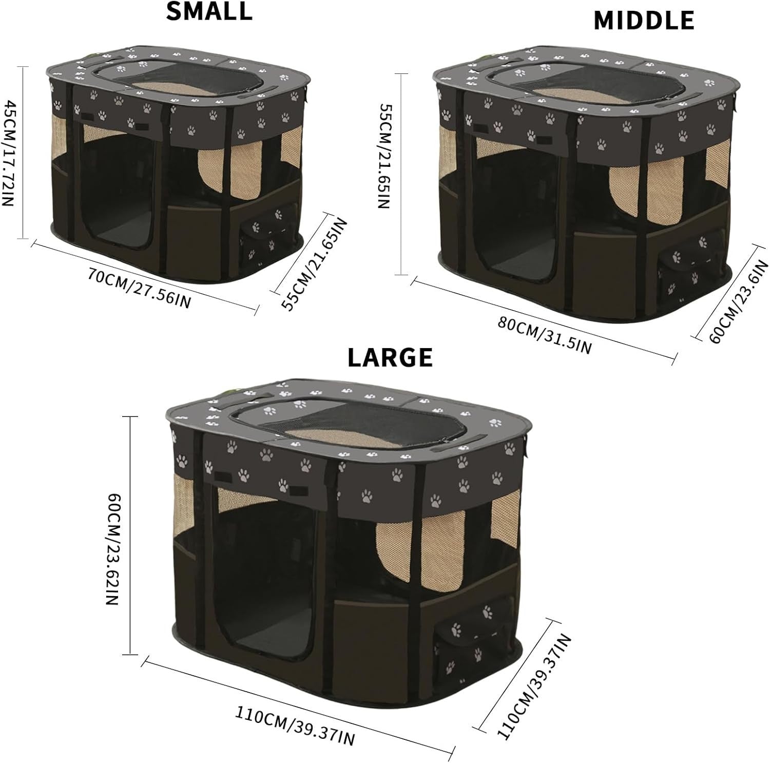 Portable Foldable Pet Playpen Tent – Small Dog Cat Puppy Indoor Outdoor Crate