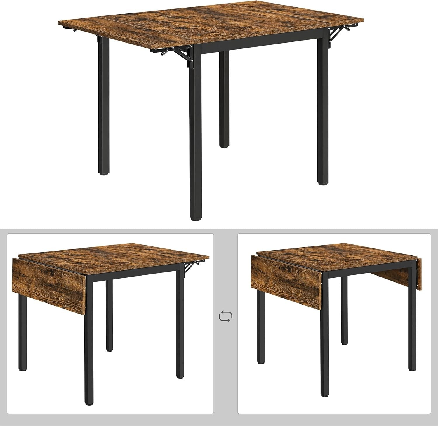 Space-Saving Folding Drop Leaf Dining Table Seats 2-4 Rustic Brown