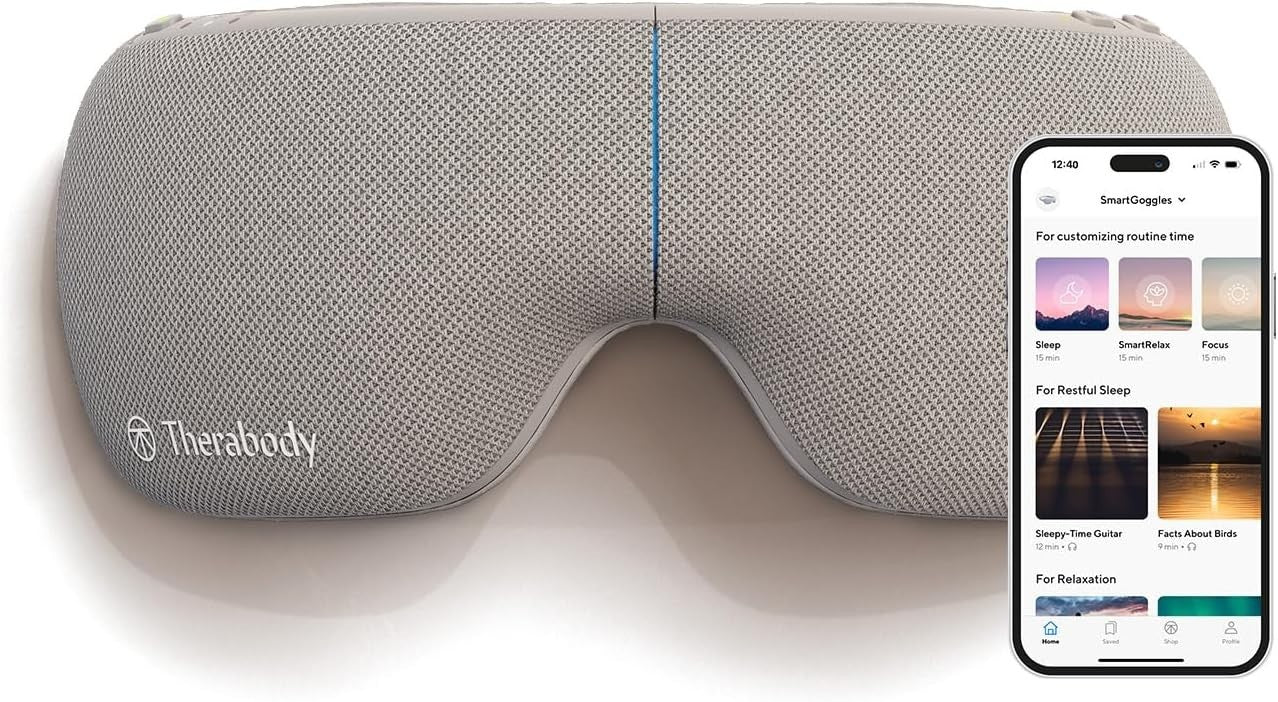 Heated Eye Massager Mask Bluetooth | Stress Relief Sleep Aid Tension
