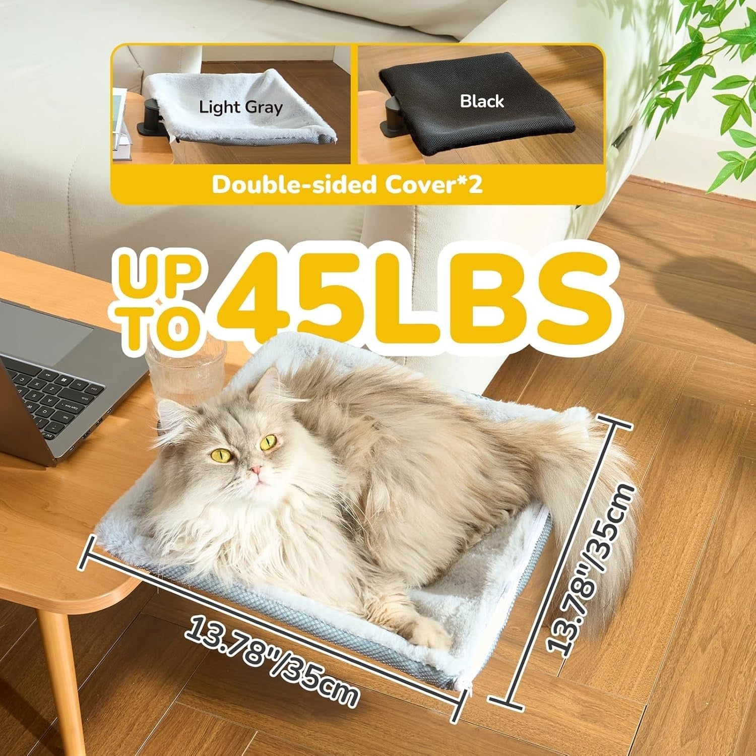 Rotating Desk Cat Bed Square Cat Hammock Clamp On Desktop Perch