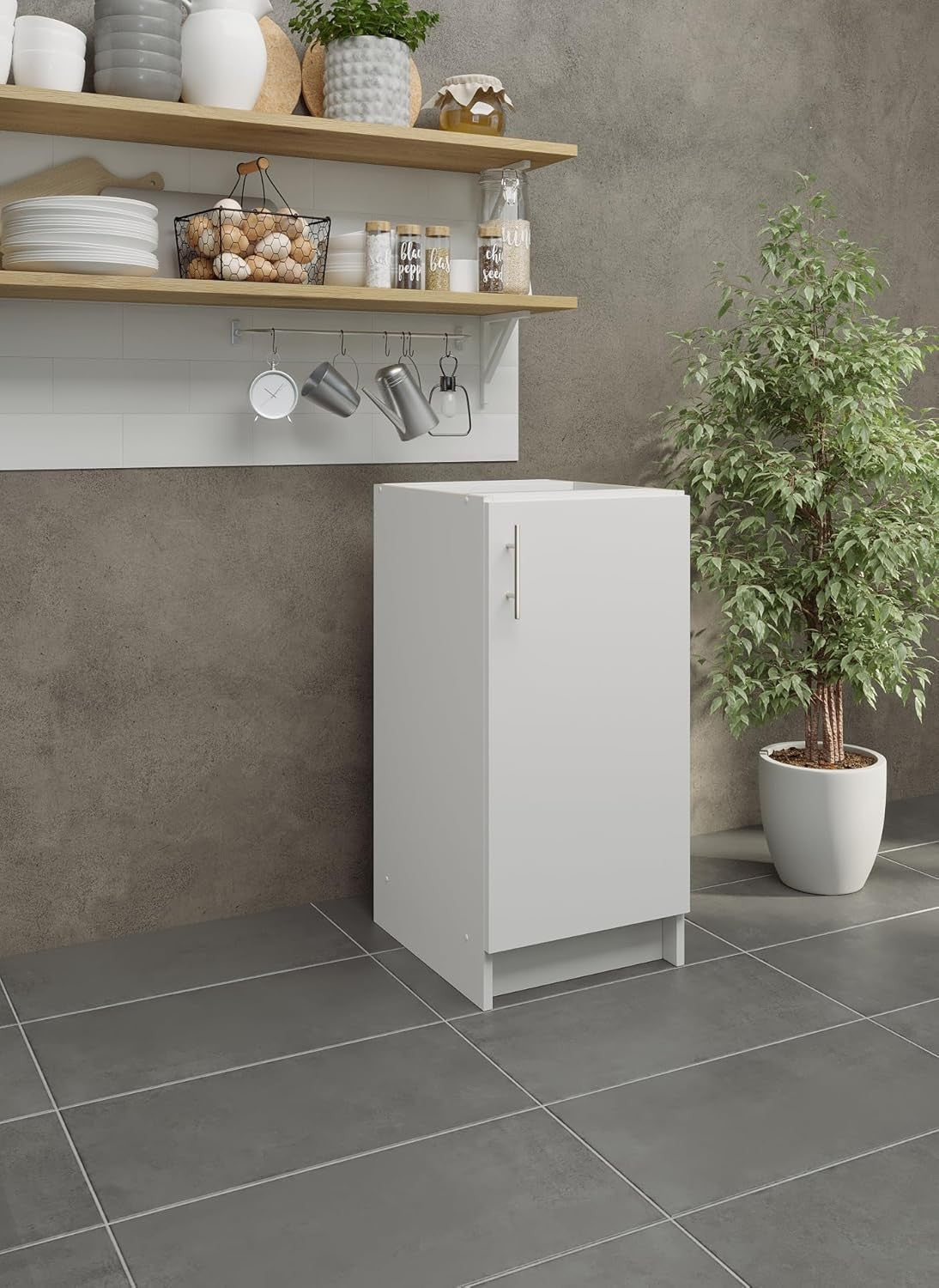 Modern 400mm White Matt Kitchen Base Cabinet Cupboard Storage Unit