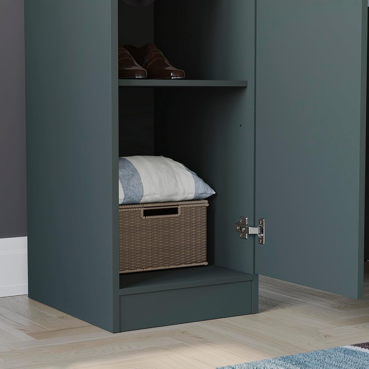 Modern Single Door Bedroom Wardrobe with Hanging Rail & Shelf Storage