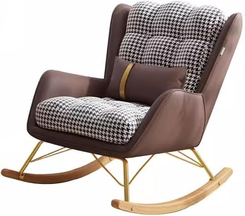 Mid-Century Modern Rocking Chair Upholstered Recliner with Lumbar Pillow