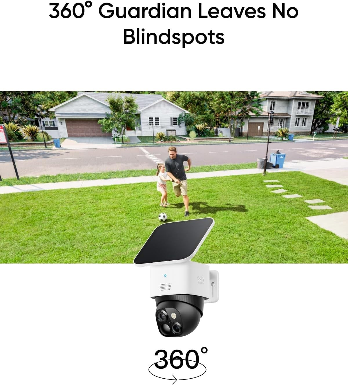 3K Solar Security Camera Outdoor Wireless 360° PTZ Dual Lens 8X Zoom