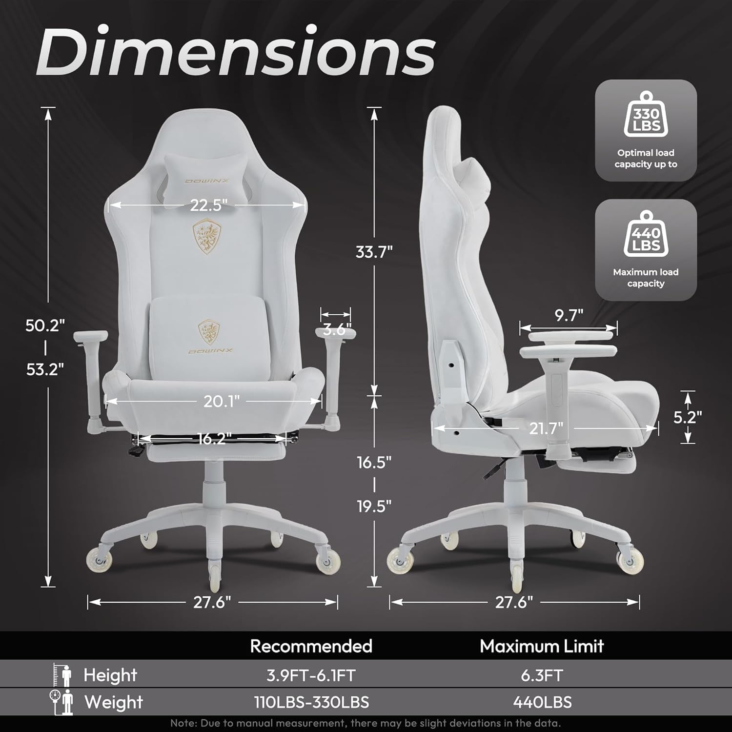Ergonomic Gaming Chair with Footrest Microfibre Velour White