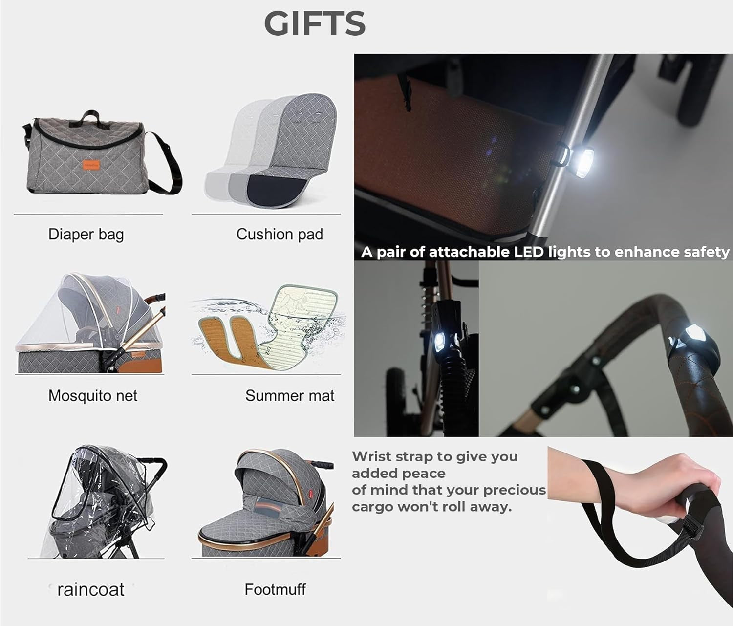 3-in-1 Baby Stroller Travel System Pram Pushchair Foldable Lightweight Black