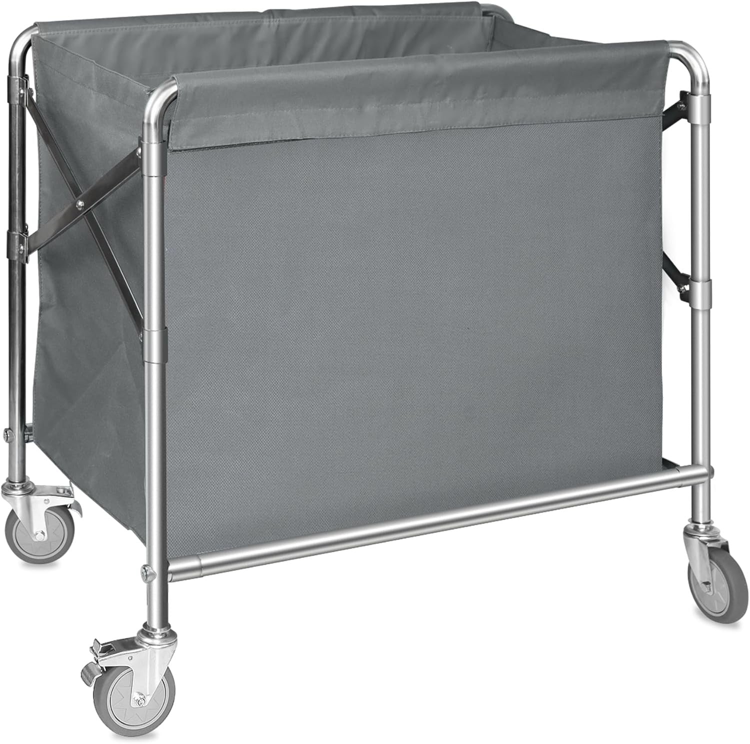 Stainless Steel Laundry Trolley with Wheels Heavy Duty 100kg Large Basket 87x52c