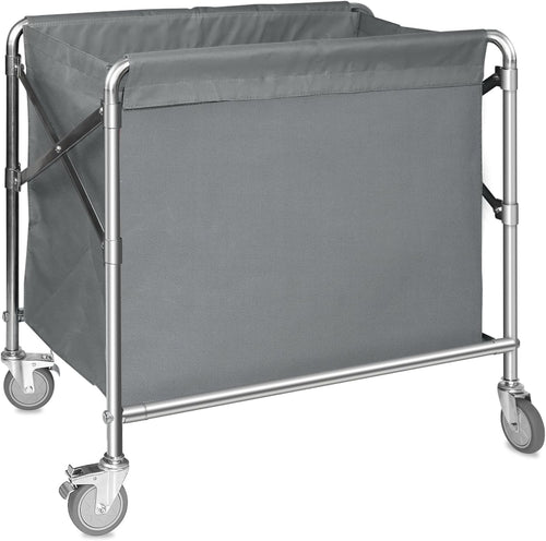 Stainless Steel Laundry Trolley with Wheels Heavy Duty 100kg Large Basket 87x52c