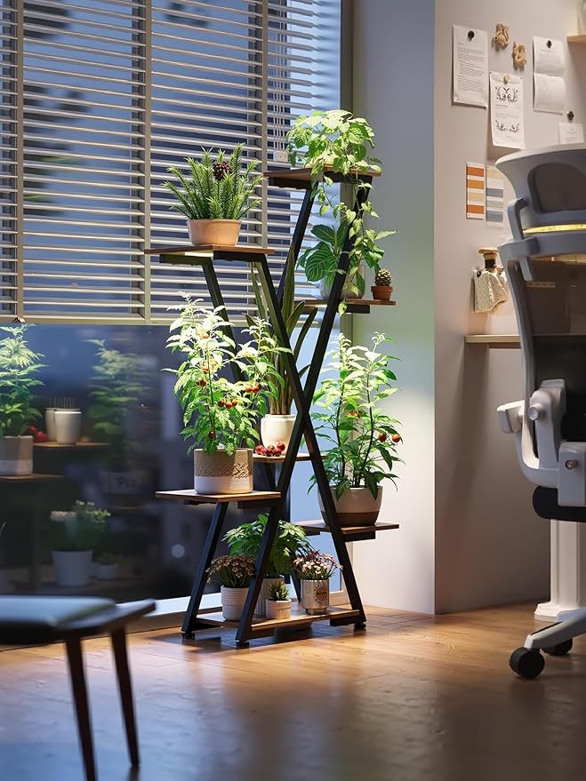 7 Tier Metal Plant Stand with Grow Lights Indoor Tall Flower Shelf Display Rack