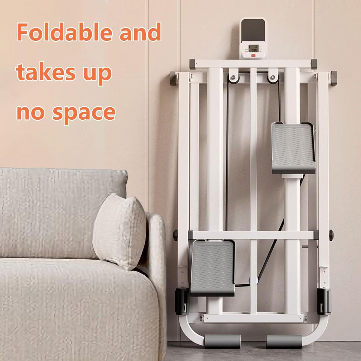 Foldable Stair Stepper Vertical Climber LCD 3-Incline Modes Ultra-Stable Base