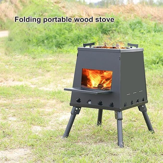 Portable Wood Burning Camping Stove Tent Heater Outdoor Cooking Heating