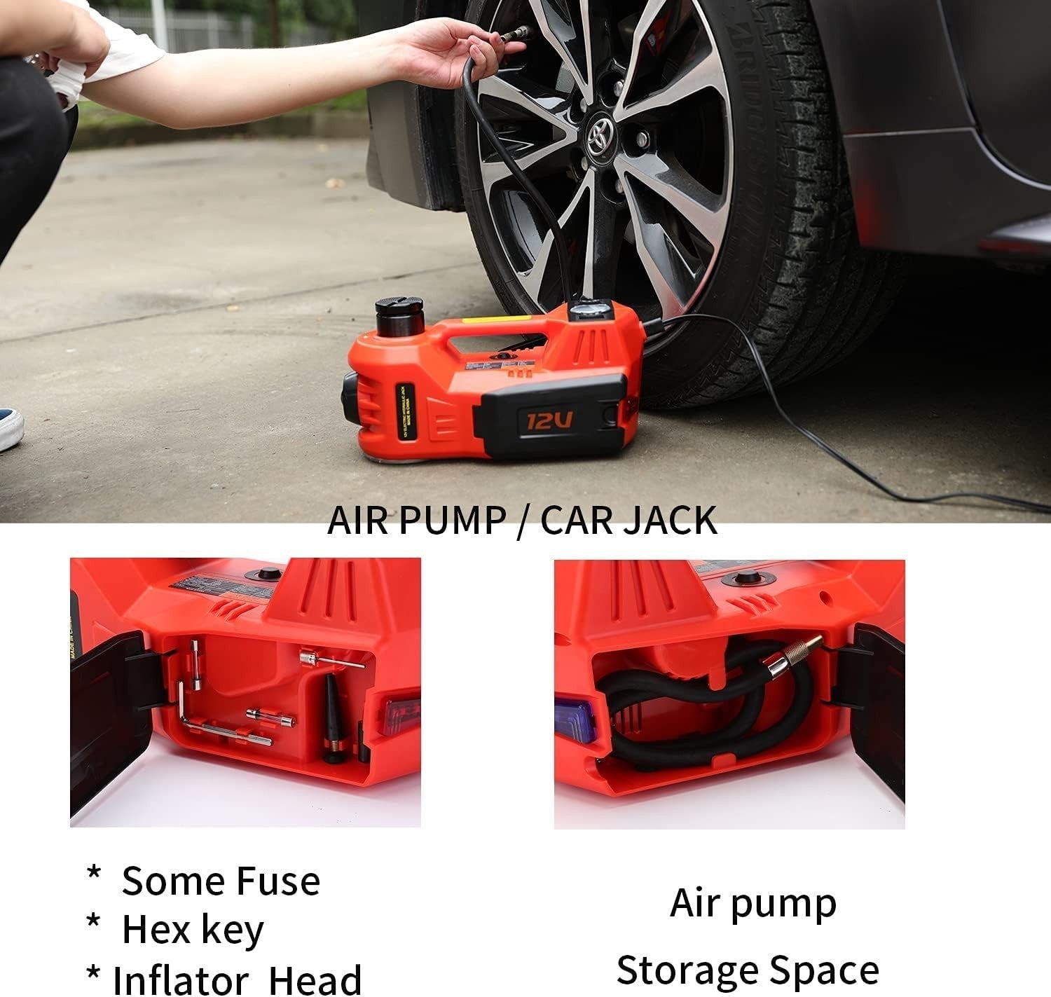 5 Ton 12V Electric Hydraulic Trolley Floor Jack 135–360mm Car Lift Kit