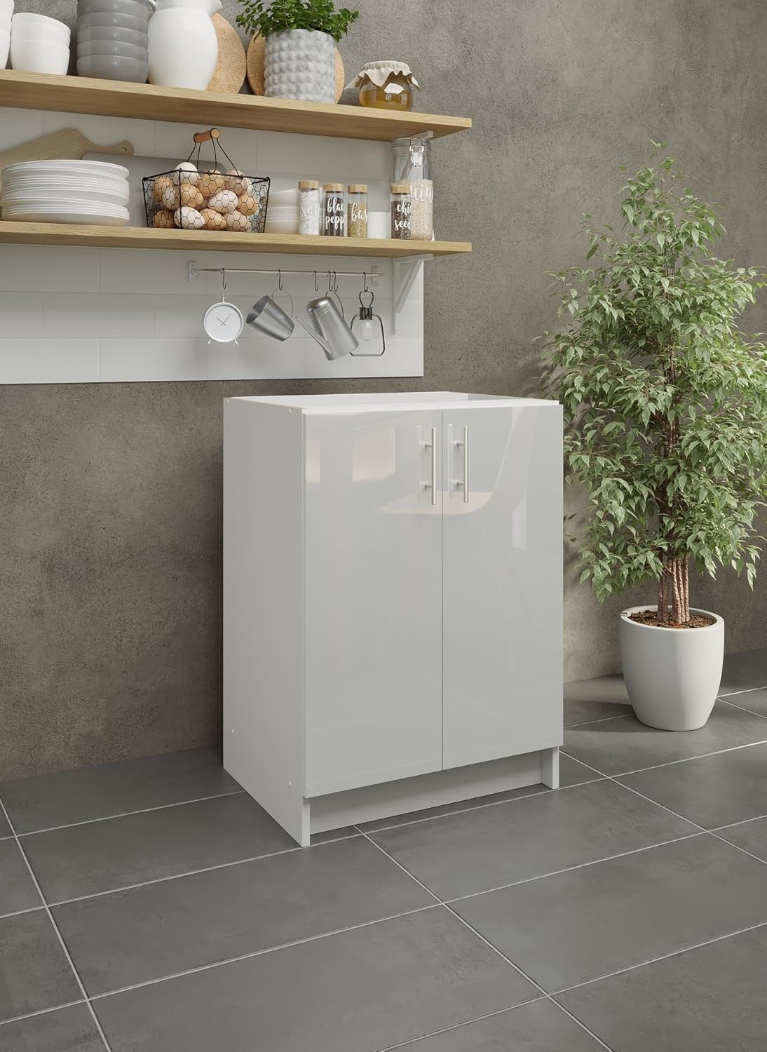 600mm White Gloss Kitchen Base Cabinet Cupboard Storage Unit Modern