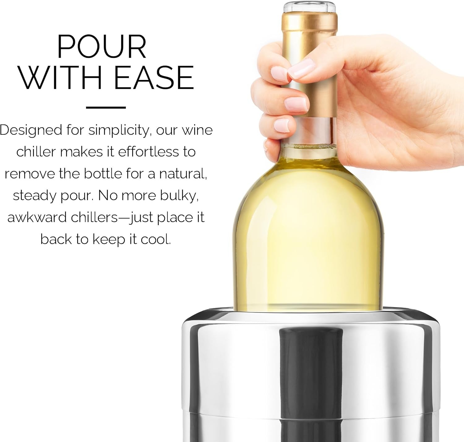 Wine Bottle Chiller Stainless Steel with Removable Gel Ice Packs 750ml