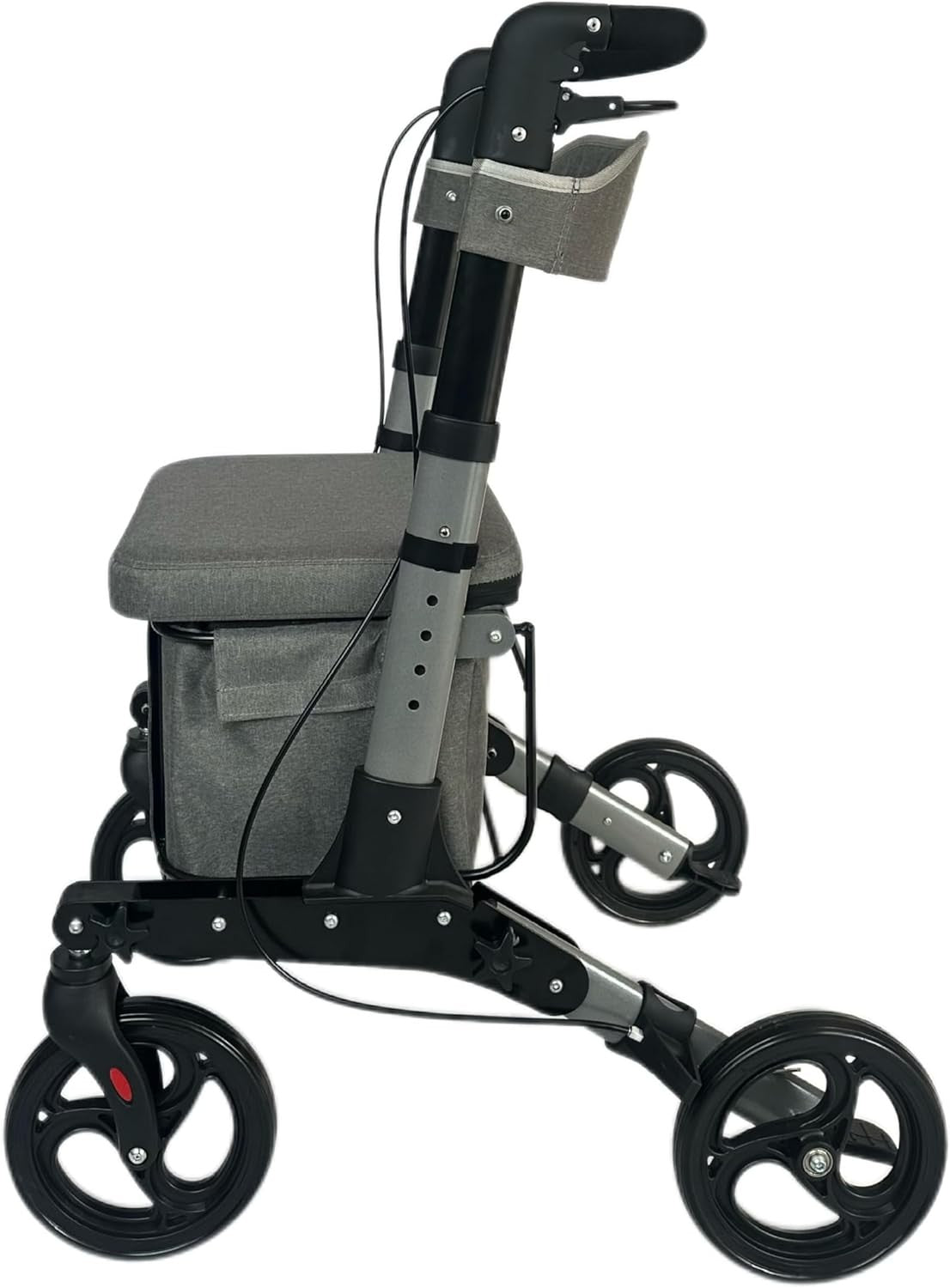 4 Wheel Rollator Walker with Seat Shopping Basket Brakes Lightweight