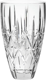 23cm Crystal Glass Flower Vase Tall Clear Cut Design Luxury Table Centrepiece
