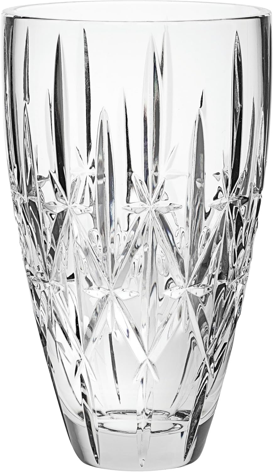 23cm Crystal Glass Flower Vase Tall Clear Cut Design Luxury Table Centrepiece