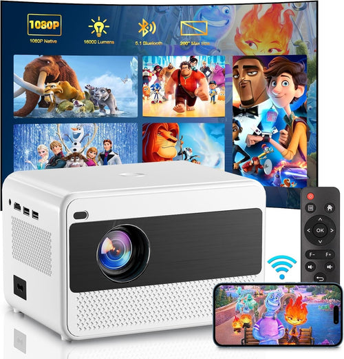 1080P WiFi Bluetooth Projector Portable Home Cinema HDMI Remote 5G