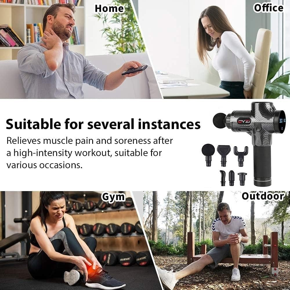 Deep Tissue Massage Gun 30 Speed Percussion Muscle Relief LCD 6 Heads