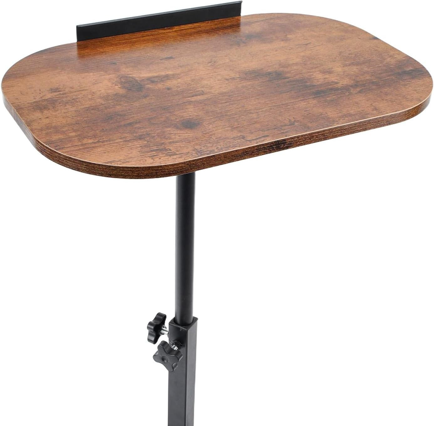 Adjustable C Shaped Side Table Swivel Laptop Desk for Sofa Bed Rustic Wood