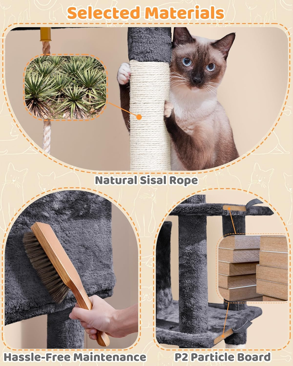 Large Cat Tree 159cm Multi Level Tower With Hammock Scratching Posts