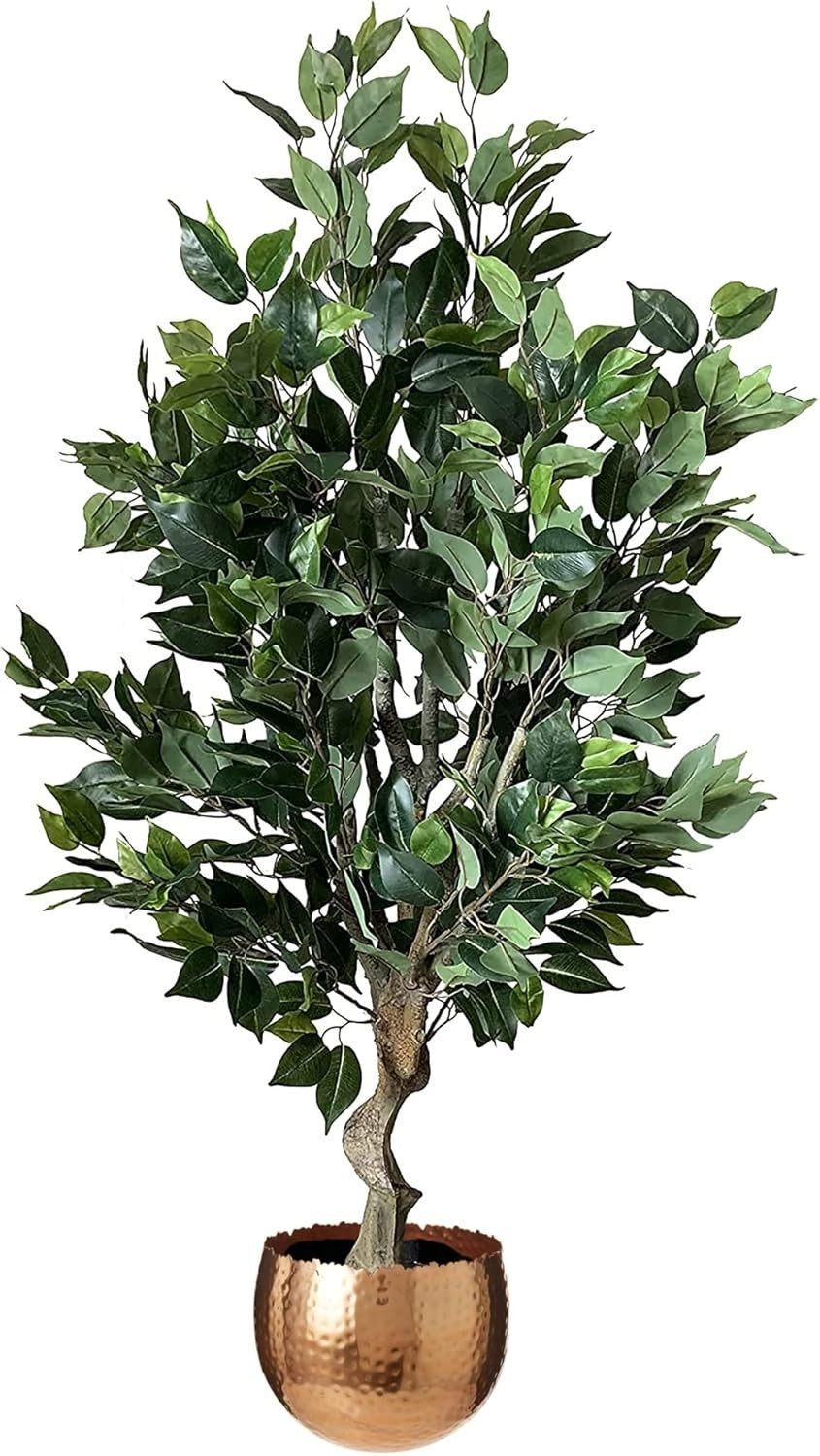 100cm Artificial Ficus Tree with Planter Realistic Bushy Copper Curve Home Decor