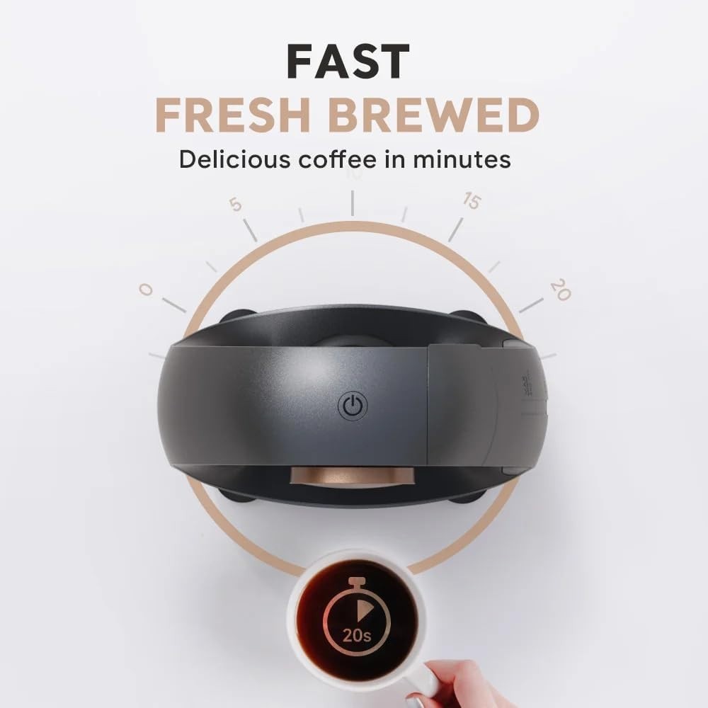 Compact Single-Serve Coffee Maker Ground Filter Brewer Fast Extraction Quiet