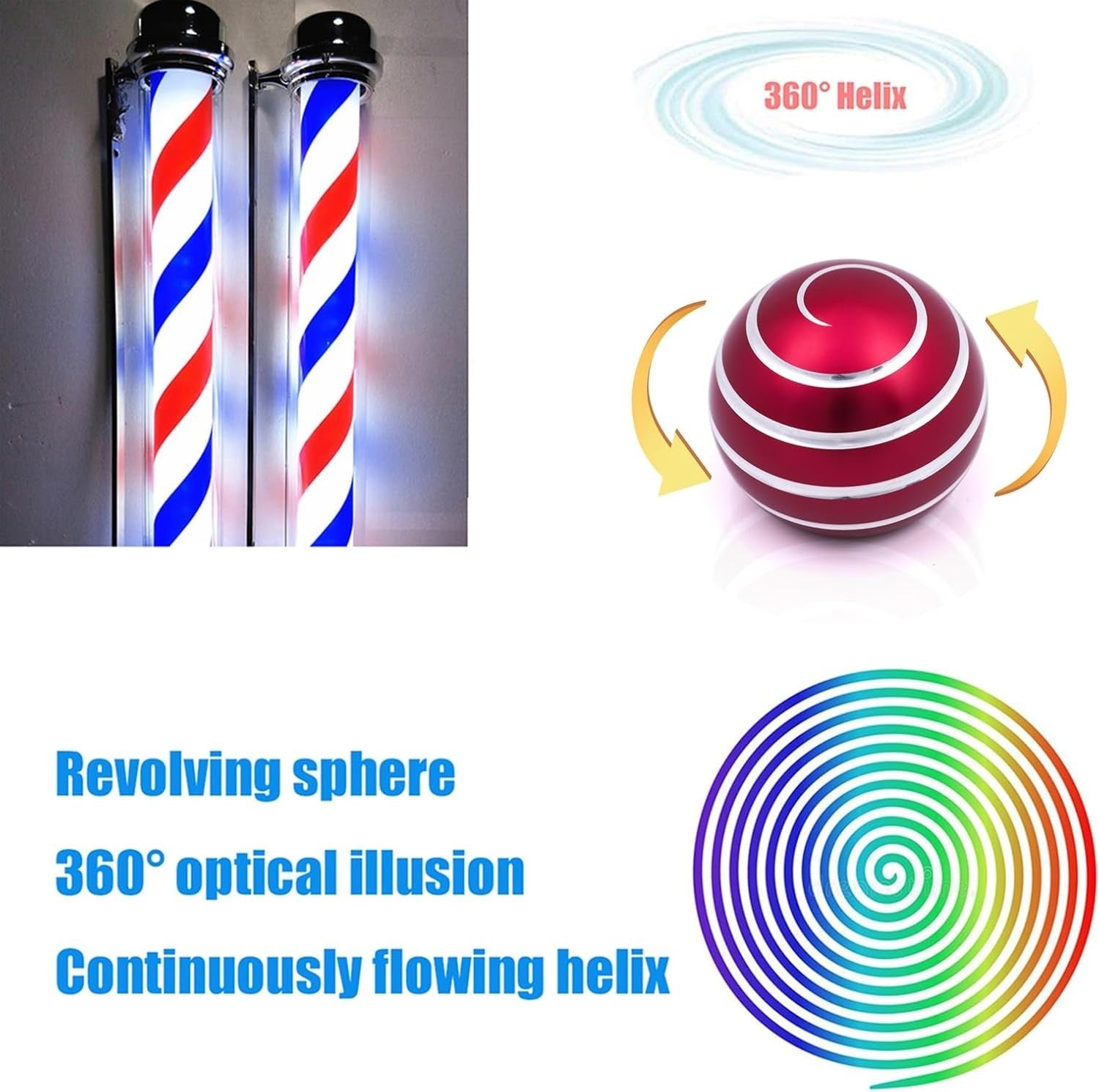 Red Metal Kinetic Desk Toy Optical Illusion Stress Relief Fidget