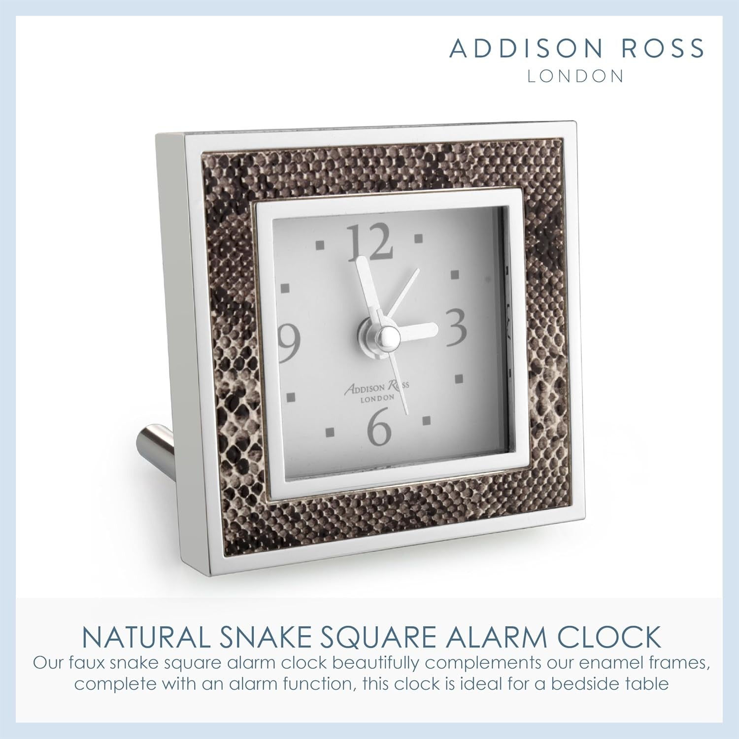 Silent Sweep Square Bedside Alarm Clock Luxury Compact Night Clock