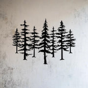 Forest Metal Wall Art Pine Tree Sculpture 60x42cm Black
