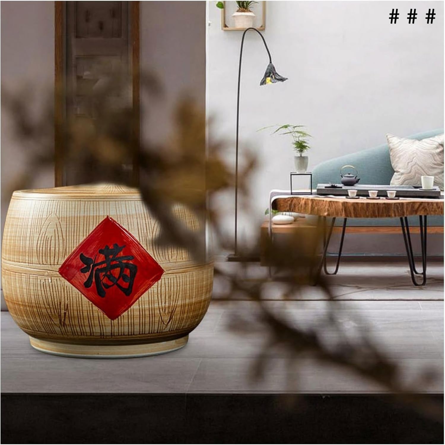 5KG Ceramic Rice Storage Jar Airtight Grain Barrel Kitchen Food Container