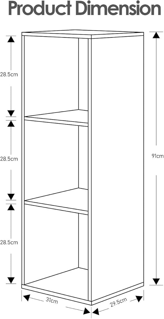 Modern 3-Tier White Cube Bookcase Storage Shelf Unit for Living Room Bedroom