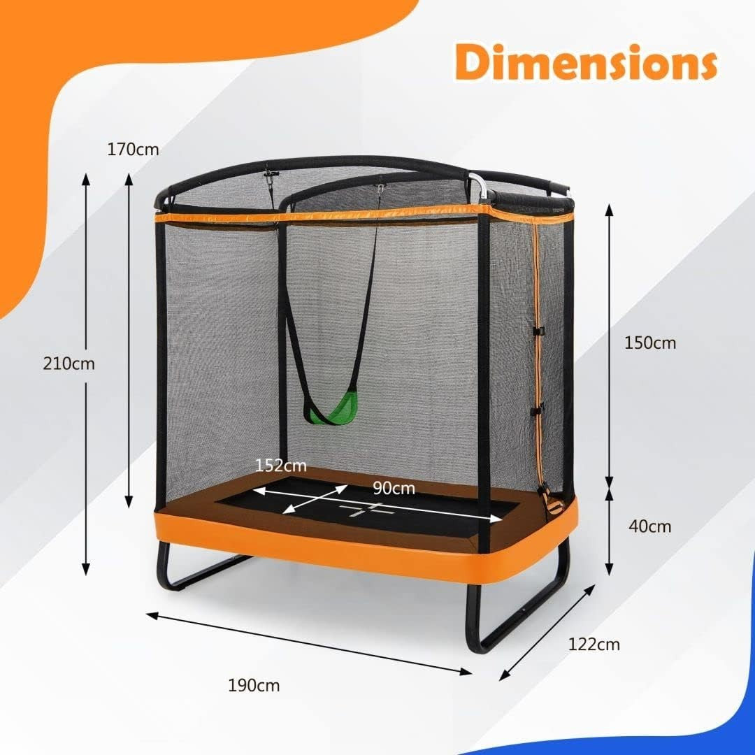 6FT Outdoor Kids Trampoline with Swing Rectangular Jump Play Set