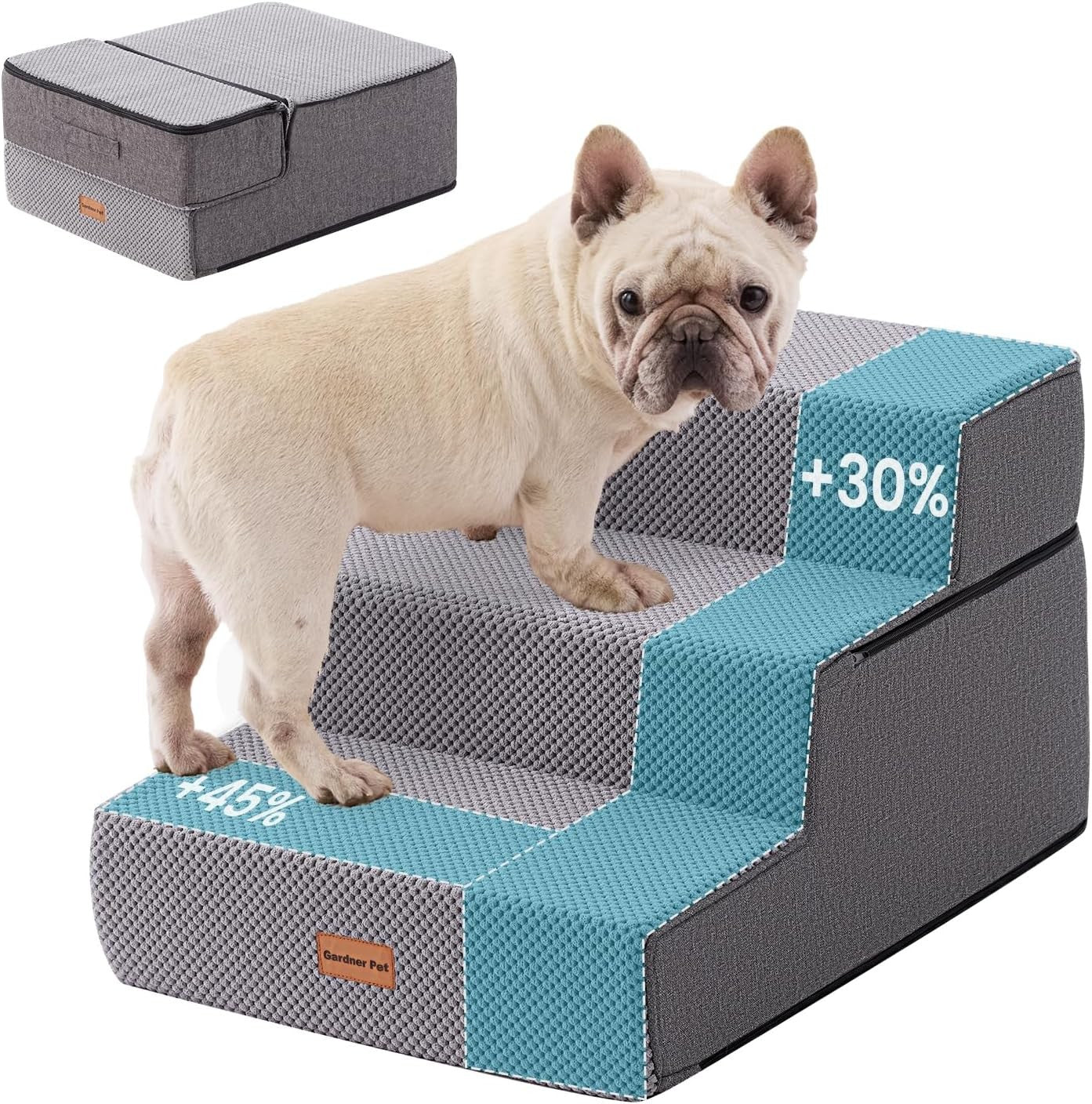3 Step Dog Stairs Foam Ramp Non-Slip Grey 35x50x35cm