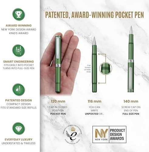 EDC Green Rollerball Pen Green Chrome Medium Pocket Pen Model