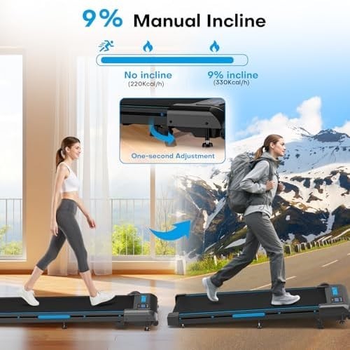 4in1 Walking Pad 9% Incline 10km/h Under Desk Treadmill 330lb Heavy Duty Home