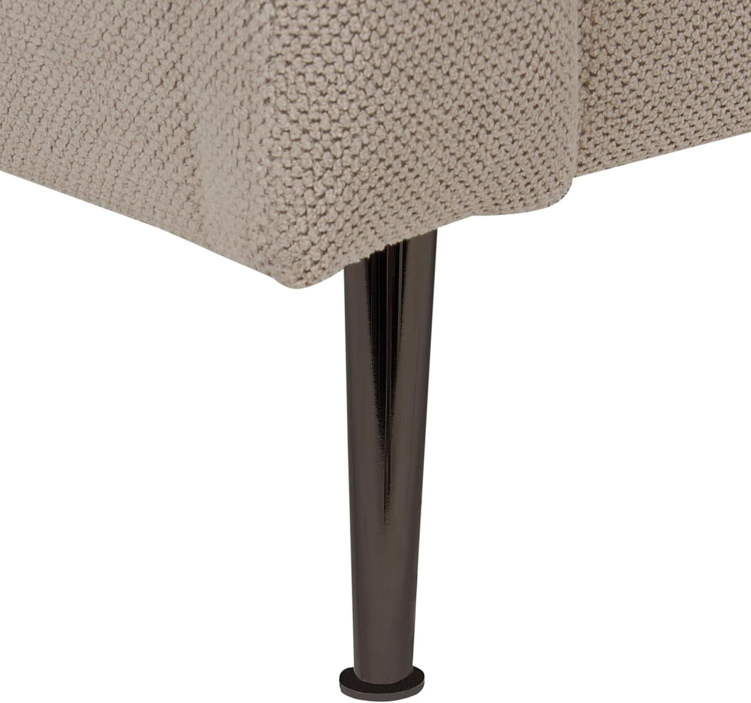 Modern Left Hand Beige Chaise Lounge Recliner with Cushions Polyester Fabric
