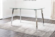 Modern Chrome & Glass Dining Table 130x75cm Rectangular Stylish Design