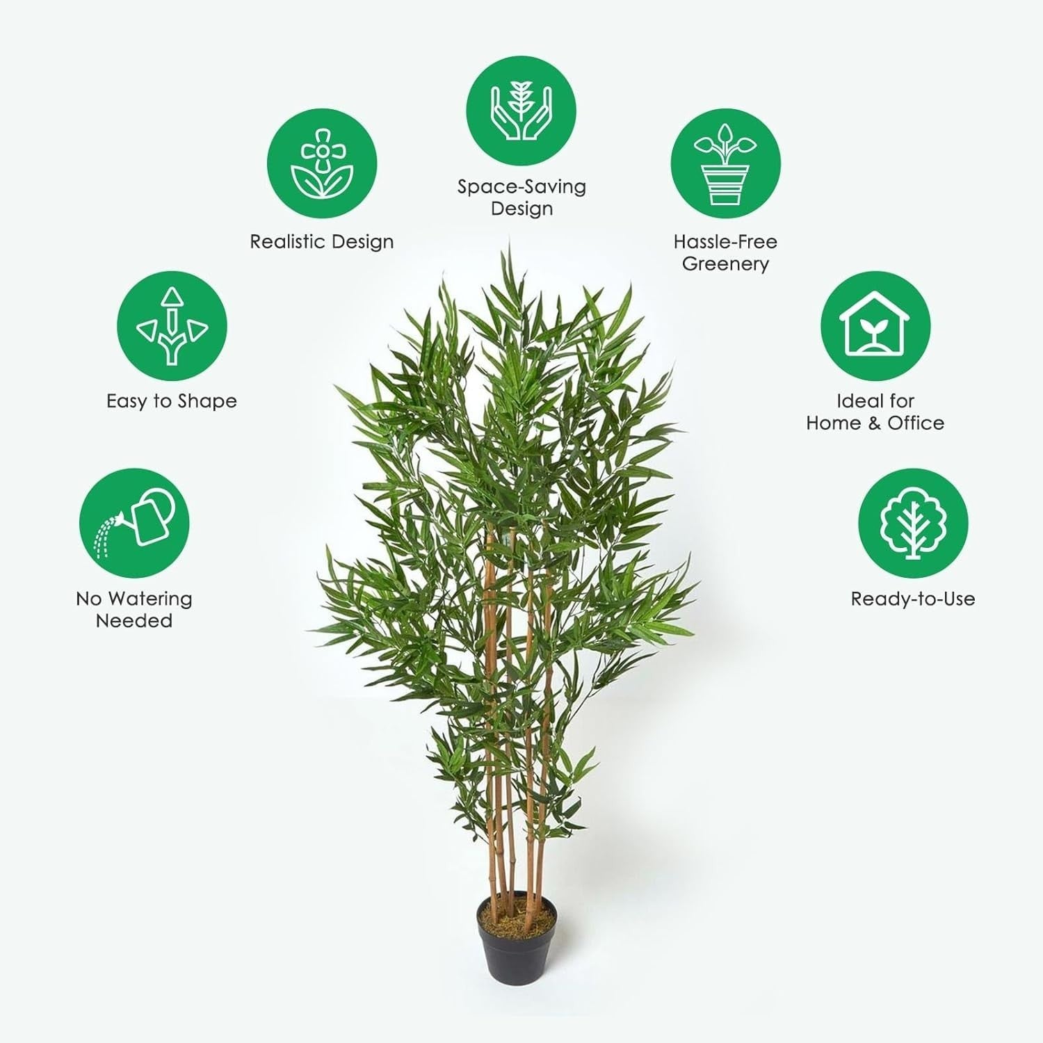 5ft Artificial Bamboo Tree in Pot Realistic Green Indoor Home Decoration Indoor