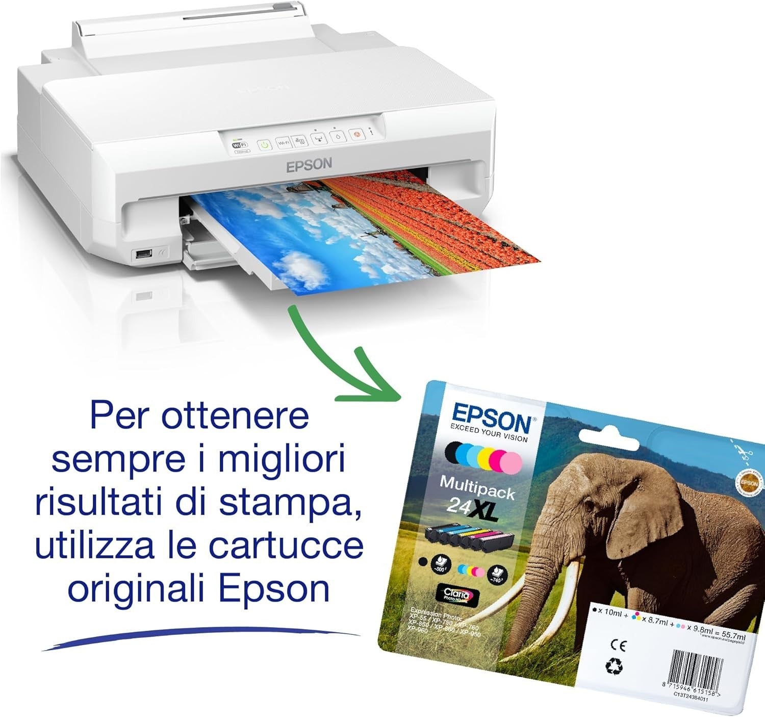 White Wi-Fi Photo Inkjet Printer A4 Print/Scan/Copy High Resolution