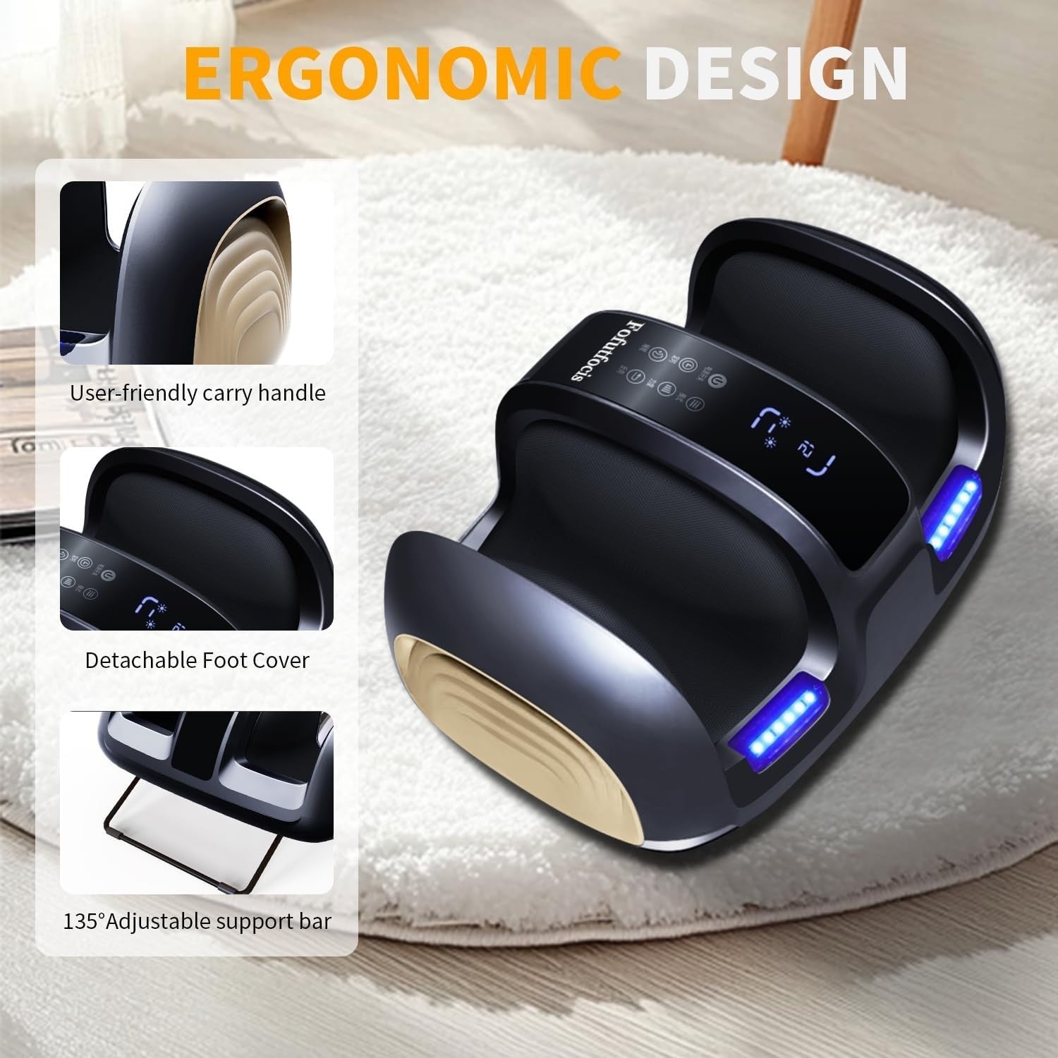Foot Massager with Heat Kneading Vibration Air Compression for Pain Relief