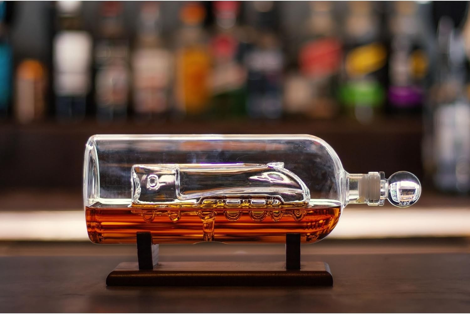 Train Whiskey Decanter 750ml Glass Display Bottle Unique Bar Gift
