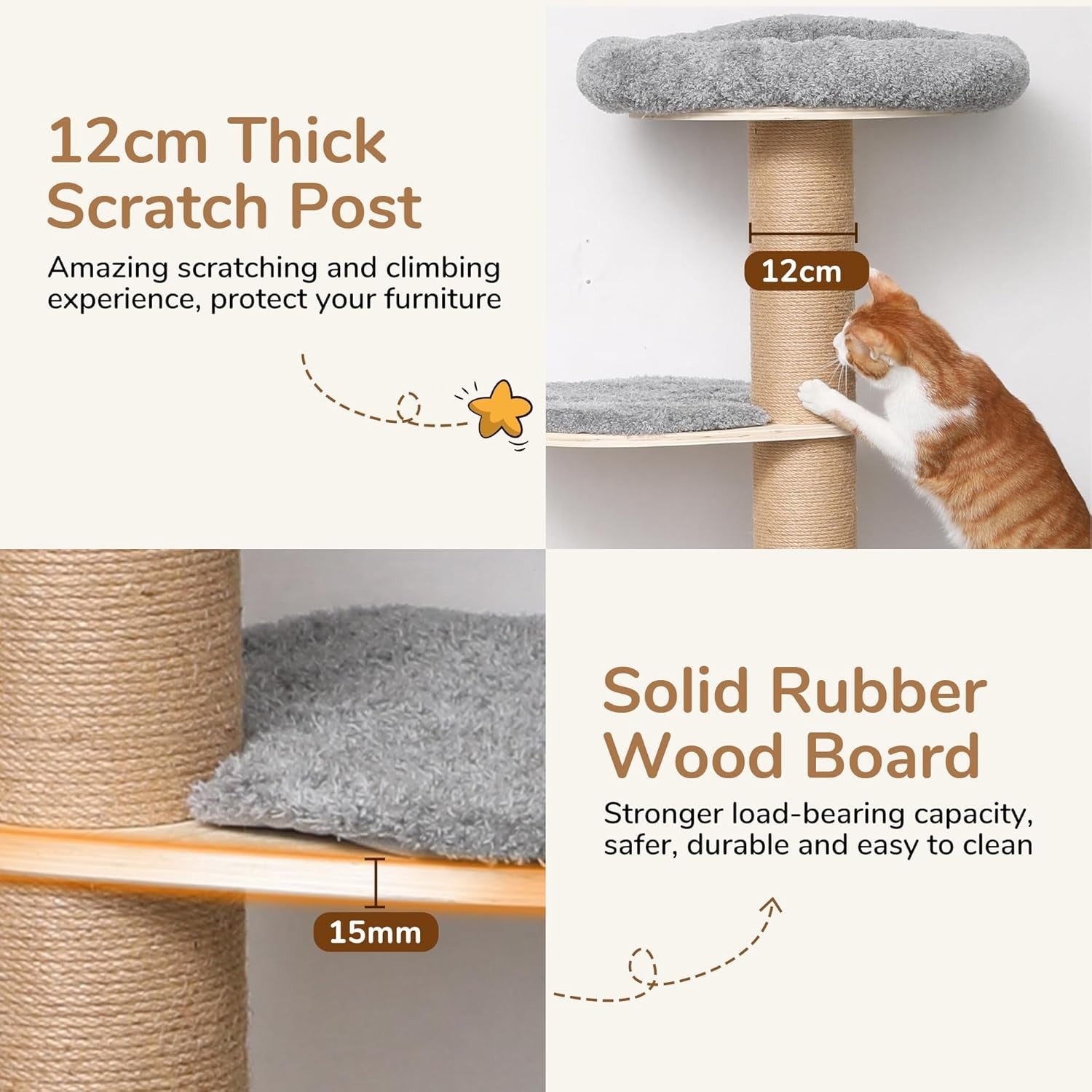 Cat Window Perch Tree Wall Mounted Scratching Post Plush Bed Indoor