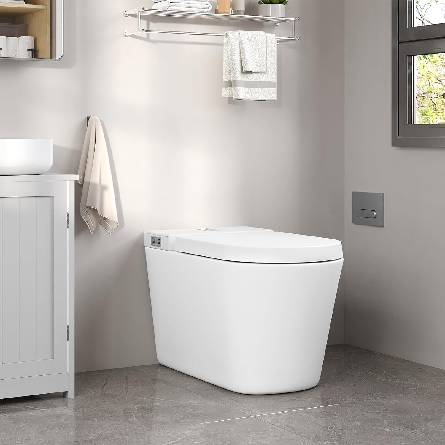 D-Shape Toilet Seat White Soft Close Quick Release Adjustable Hinge Top Fix