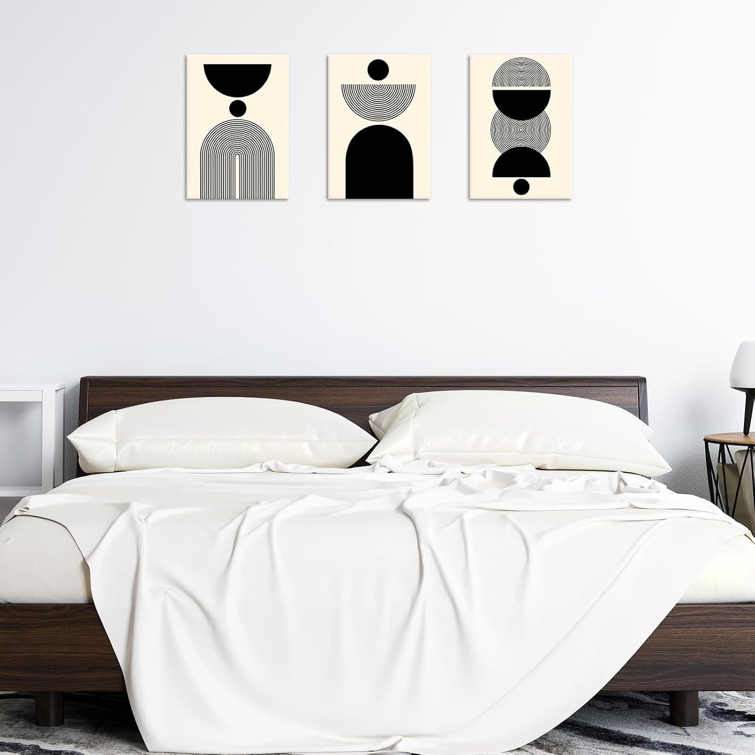 Set of 3 Framed Canvas Wall Art 30x40cm Boho Abstract Neutral