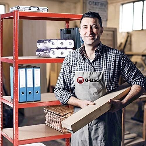 5-Tier Garage Shelf Unit 180x90x40cm Adjustable Heavy-Duty Grey MDF + Steel